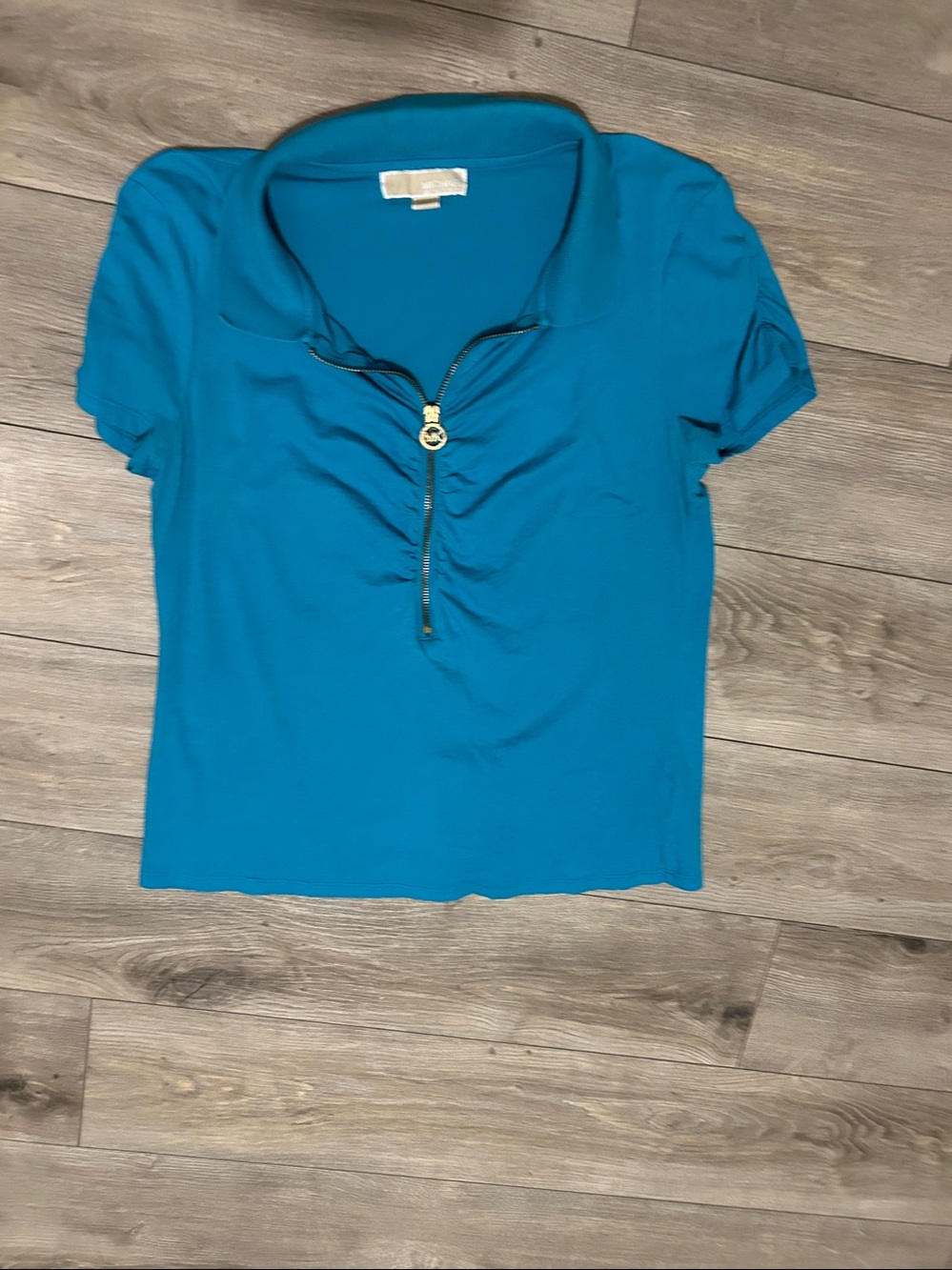MK Teal Polo Zip-Front Top for CHEAP!!